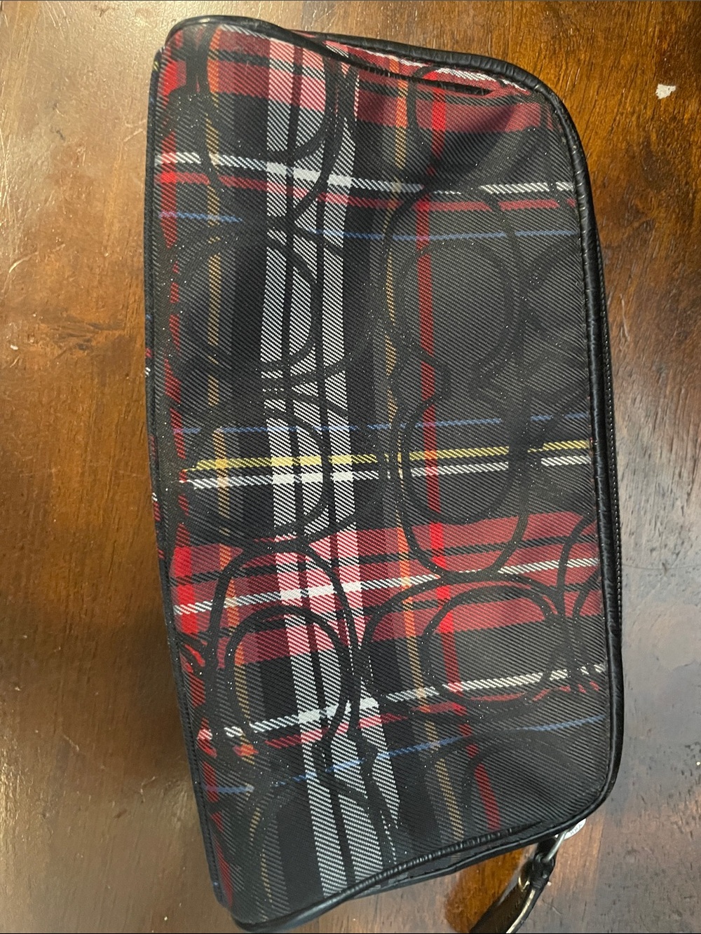 Plaid Tote Bag with Black Trim - Women's Handbag - Picture 3 of 4